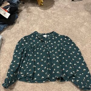 GAP Dark Green Floral Blouse